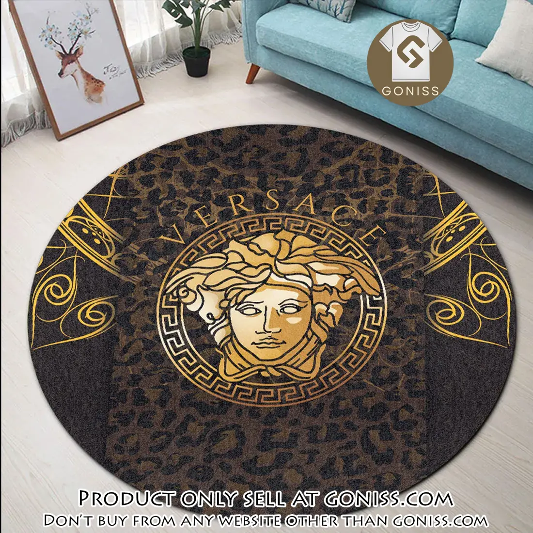 Versace medusa logo luxury brand round rug carpet home decor gn0130459